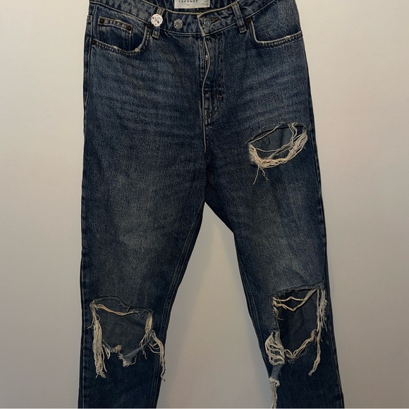 Topshop Distressed Blue Mom Jeans - Picture 2 of 4